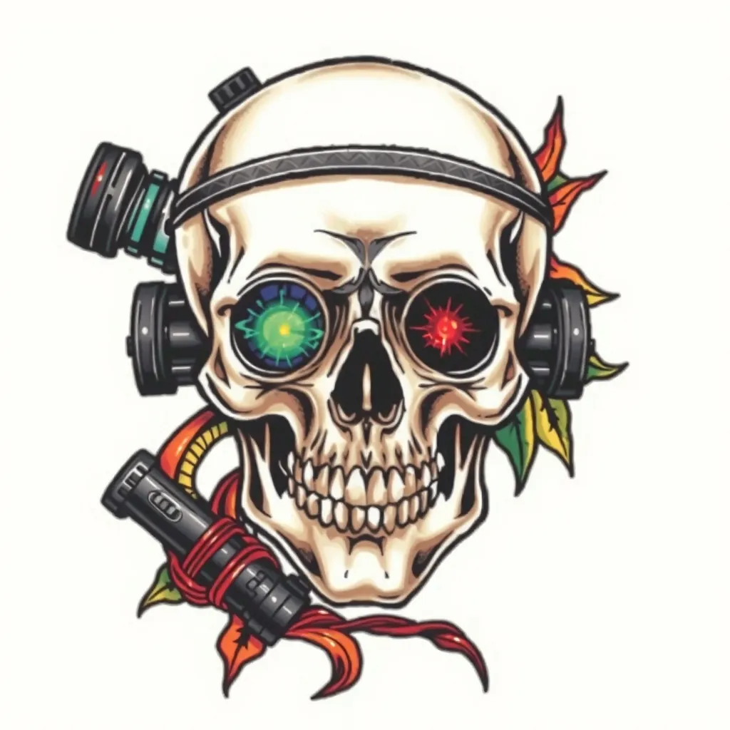 Skull in scopes optic  tatuaggio
