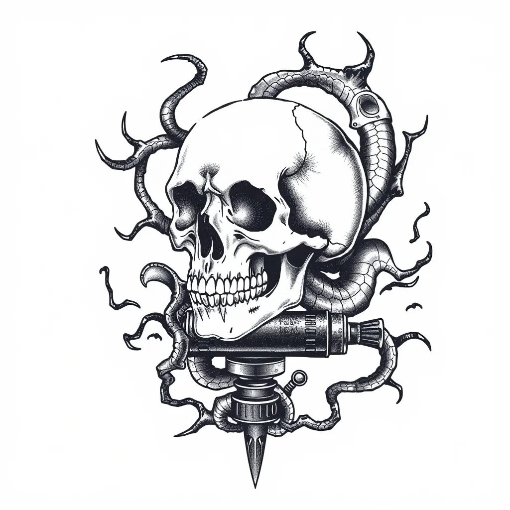 Skull on a scope  tatuaggio