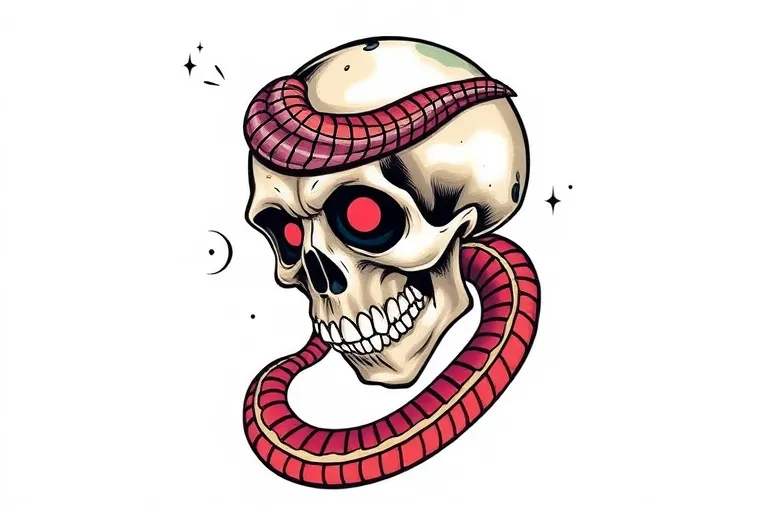 skull with snake وشم