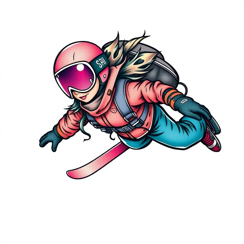 Skydiving ski girl  tattoo