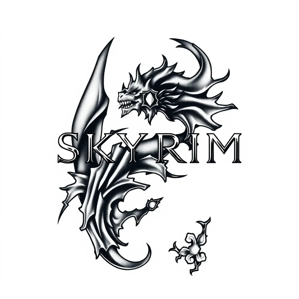 Skyrim logo tatuaggio