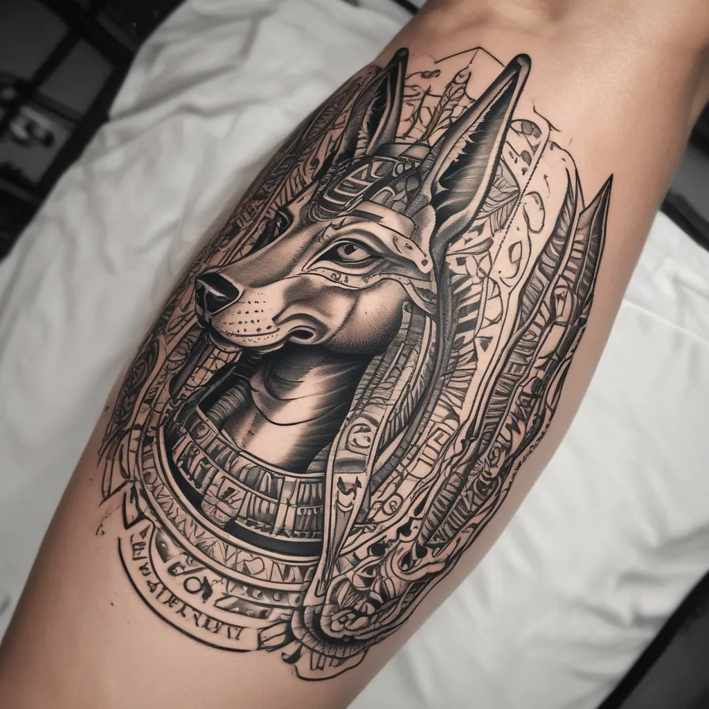 Sleeve binnenarm: Anubis tatuering