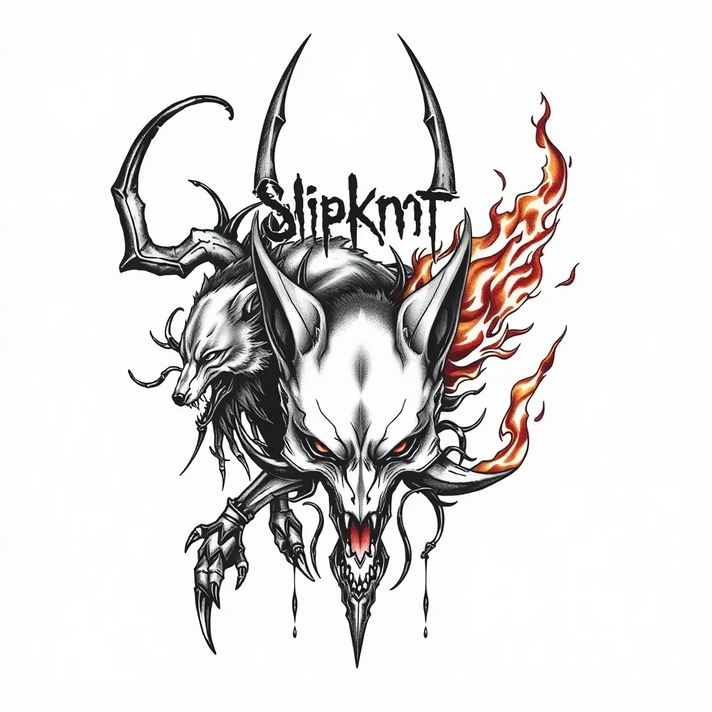 Slipknot, fire, fox, kelt 入れ墨