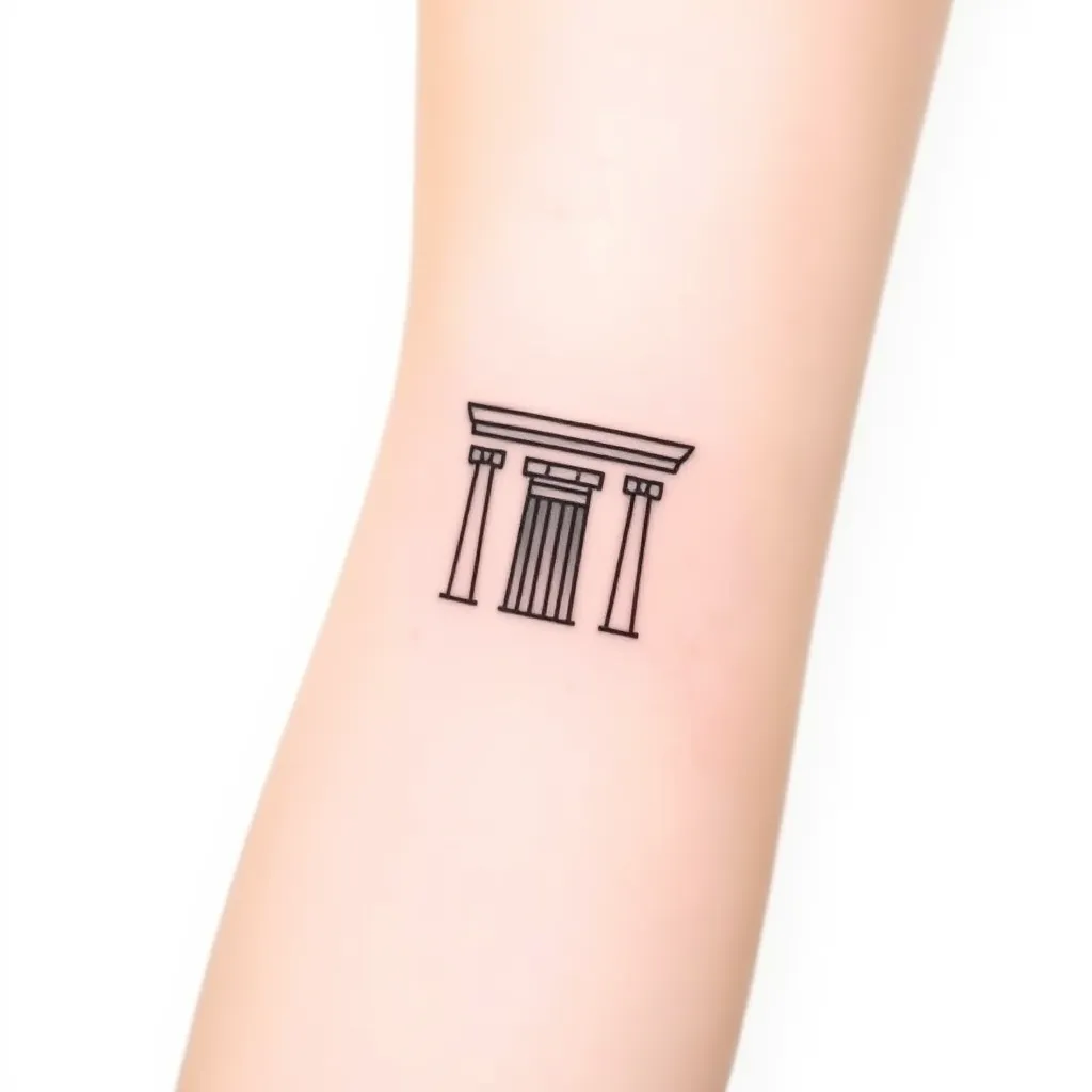 Tatuaggio piccolo per braccio con antica Grecia stile 2024, un po' divertente  tatouage