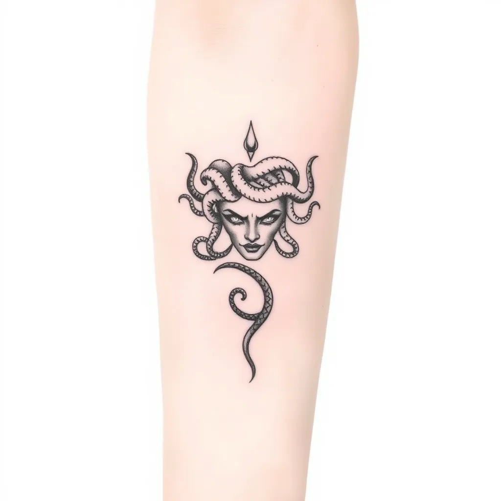 Medusa piccola per tatuaggio sul braccio adattata al 2024 टैटू