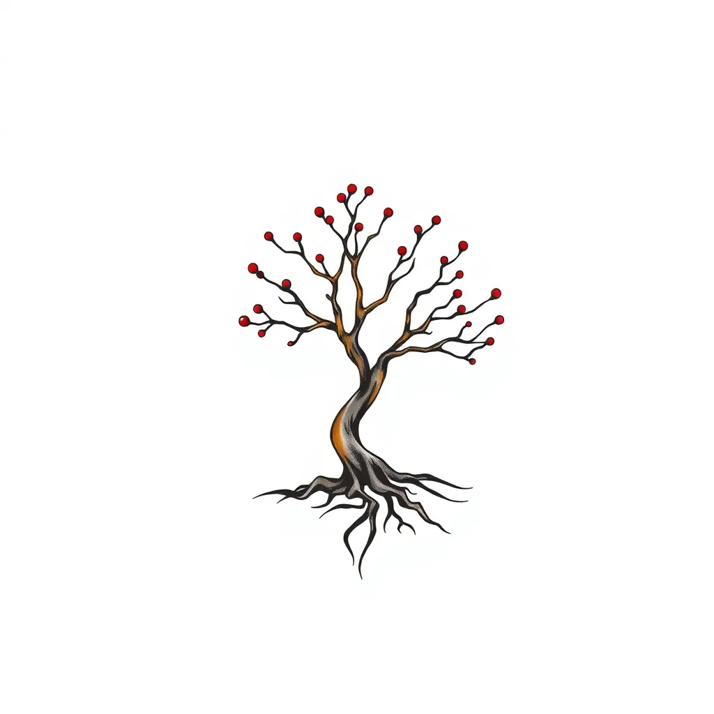 small minimalist tree, fineline tatuering