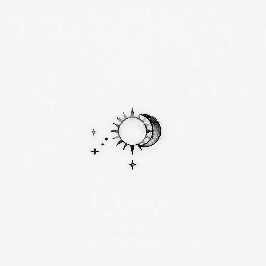 estrellas pequeñas con el sol y la luna وشم