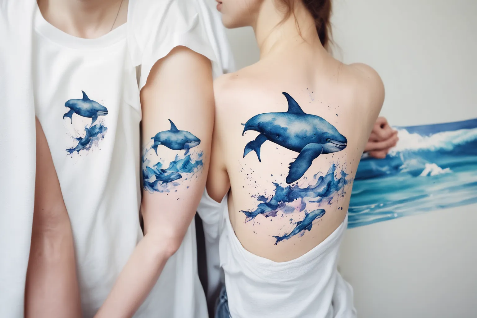 小小的海浪，有只鲸鱼 tatuagem