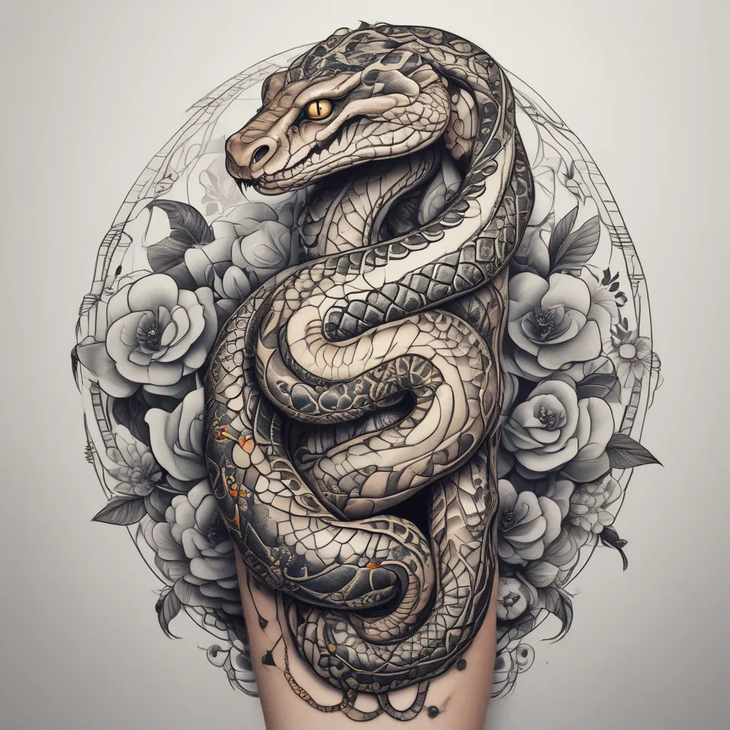 snake tattoo wrapped around left arm tatuaje