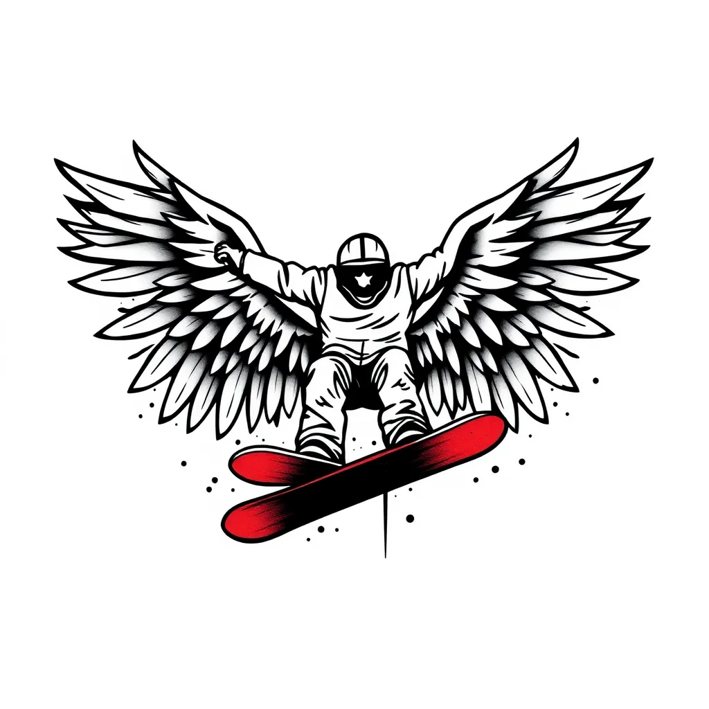 snowboarding skydiving wings  tatuagem