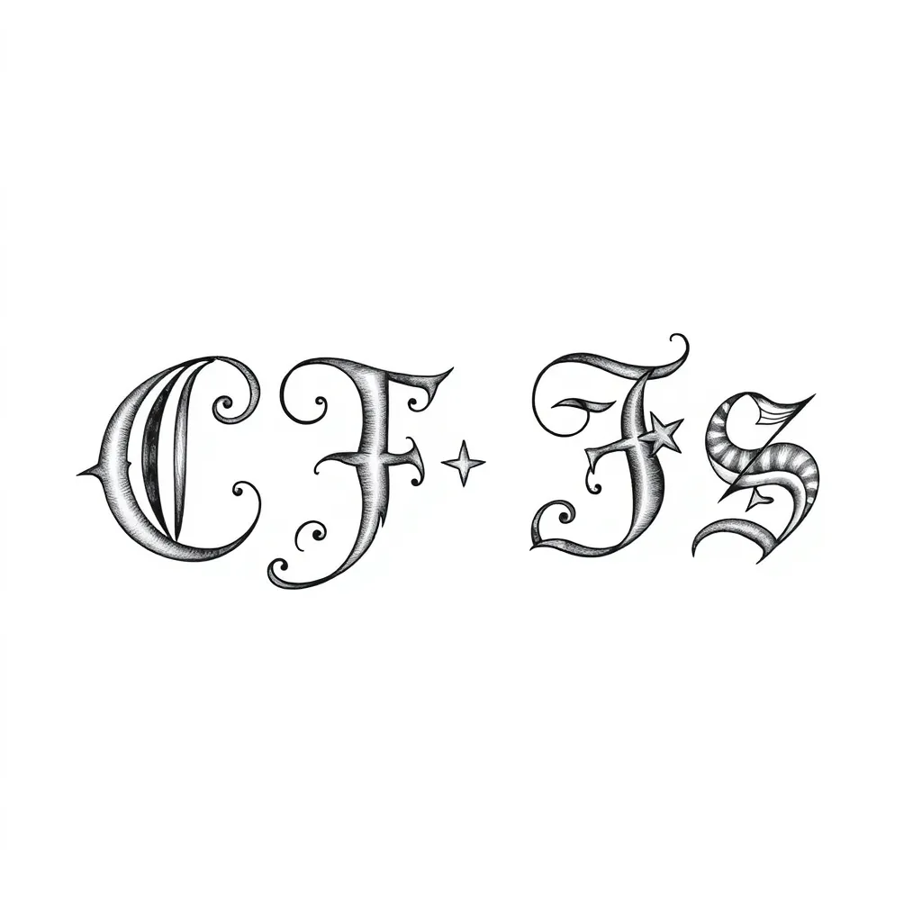 软字体，英文Not Bound再融入名字的首写c f s tattoo