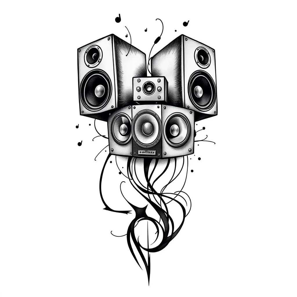 sound system speakers tatouage