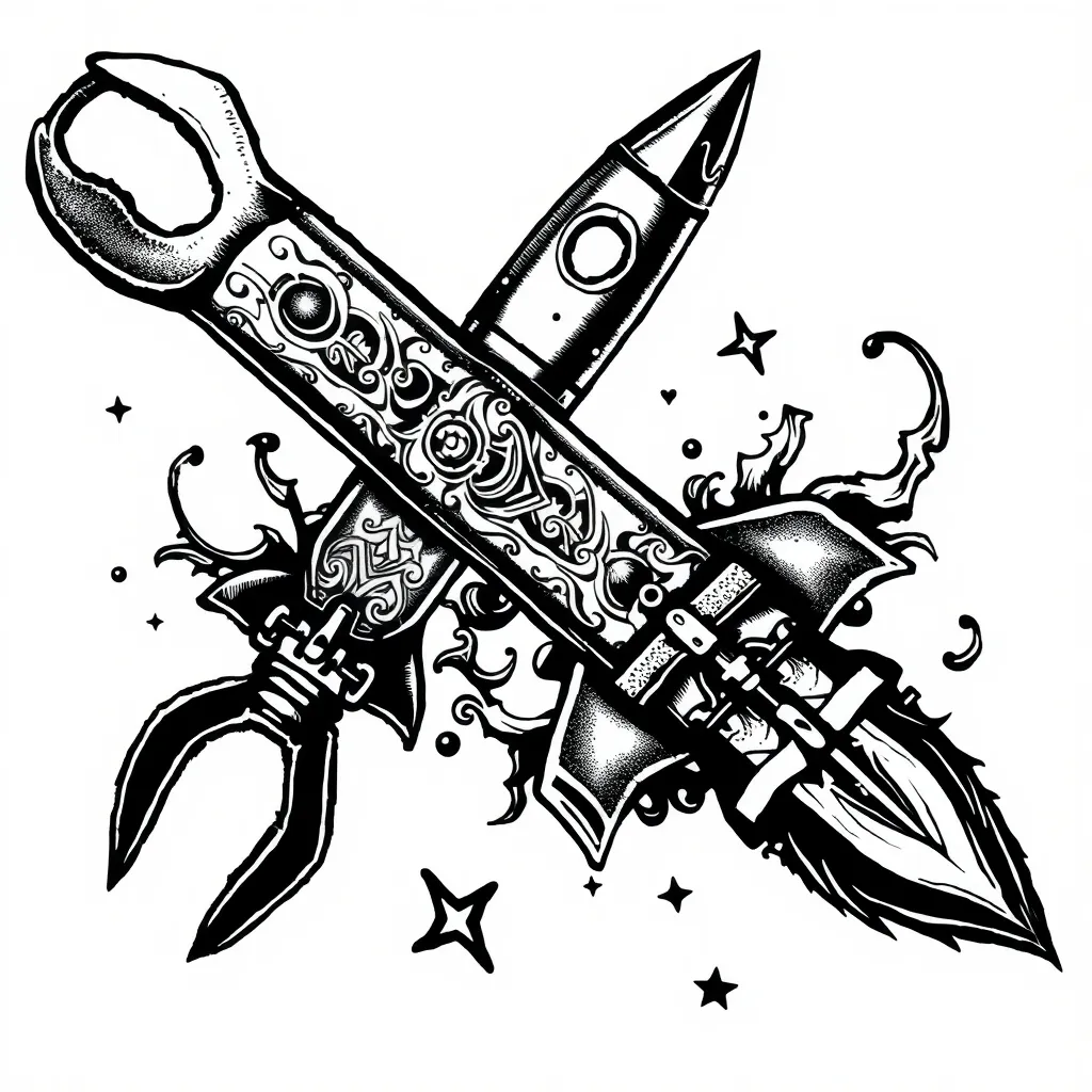 spanner and rocket وشم