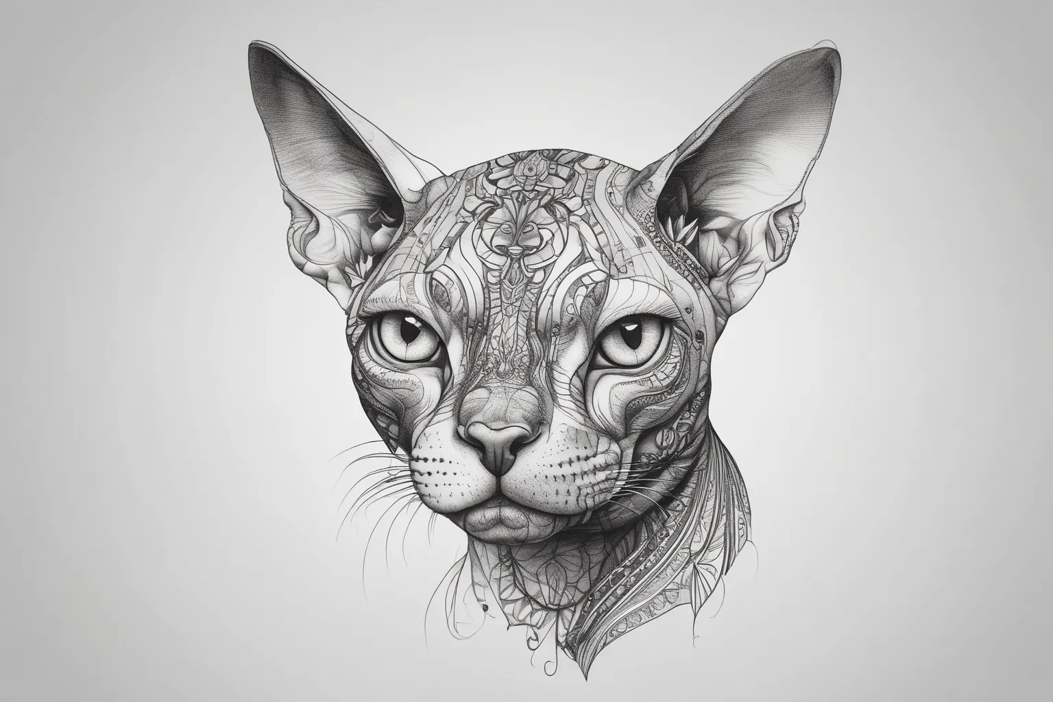 sphinx cat with details tatuaggio