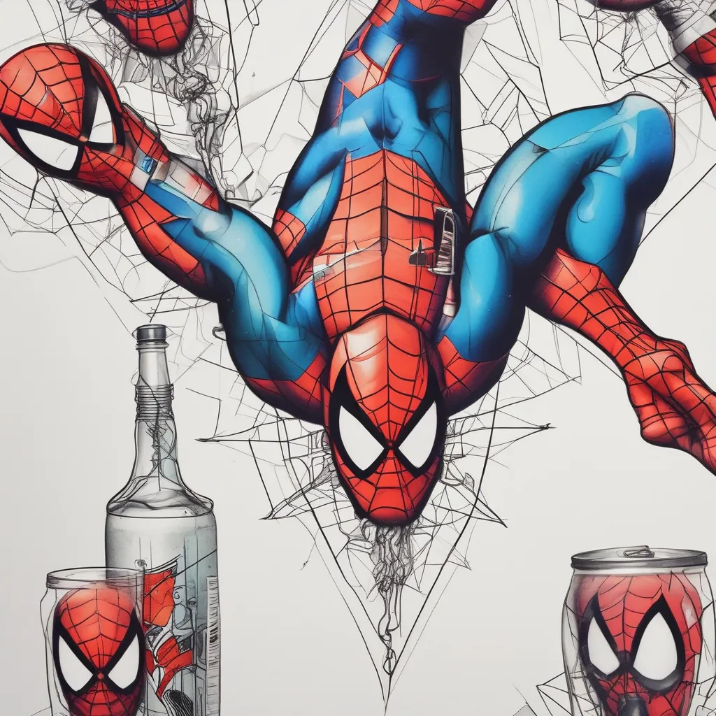 Spiderman slamming coke tatuaż