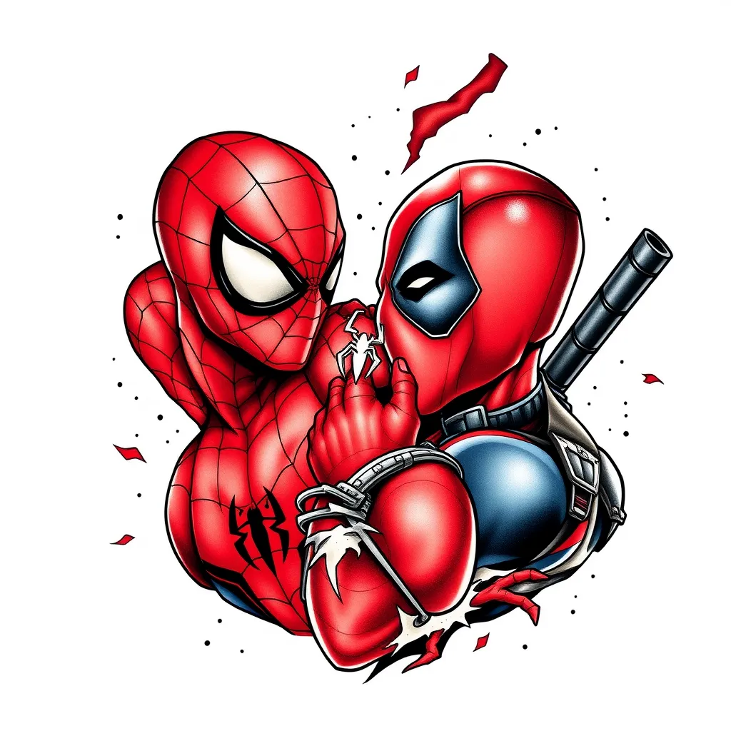 Spiderman vs Deadpool  tatuagem