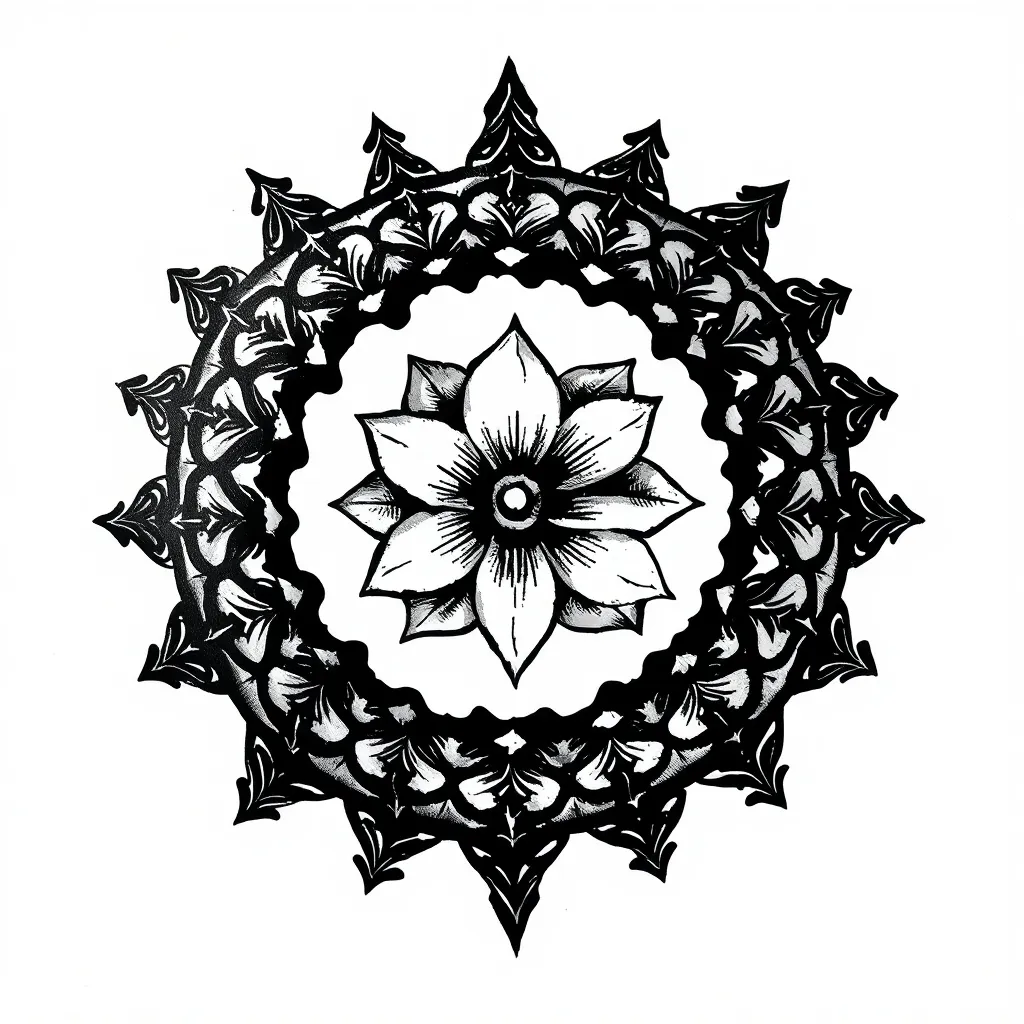 Espiral con una flor al centro tatuering