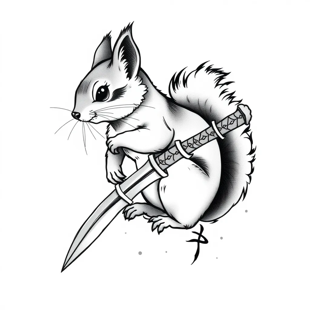 squirel with dagger τατουάζ