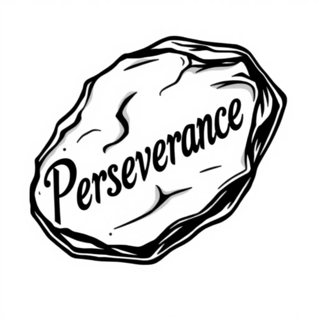 Stone with the word “Perseverance” tattoo