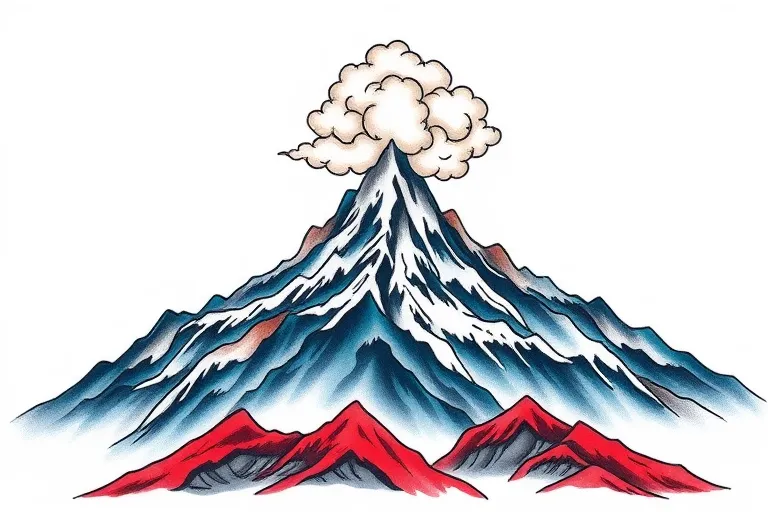 Storm in a montain, with an cloud at the top Tätowierung