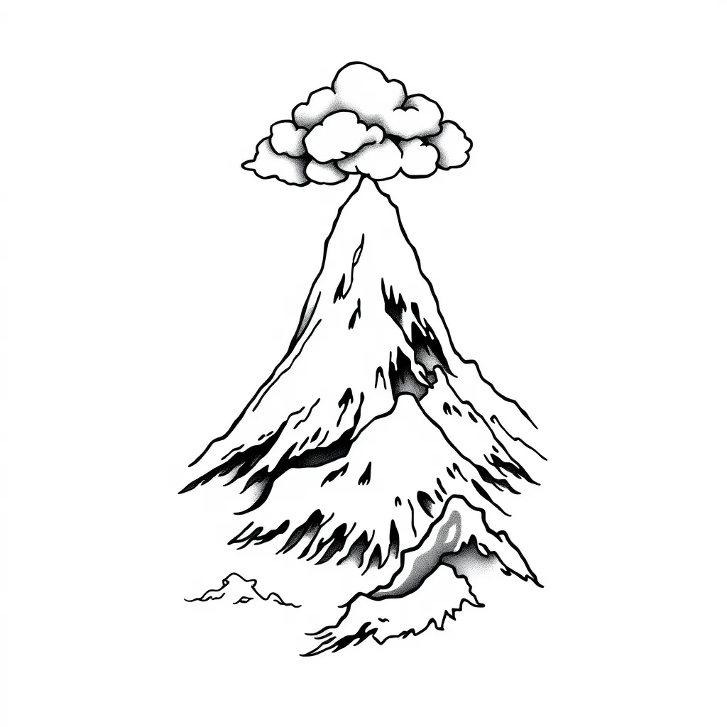 Storm in a montain, with an cloud at the top tatuagem