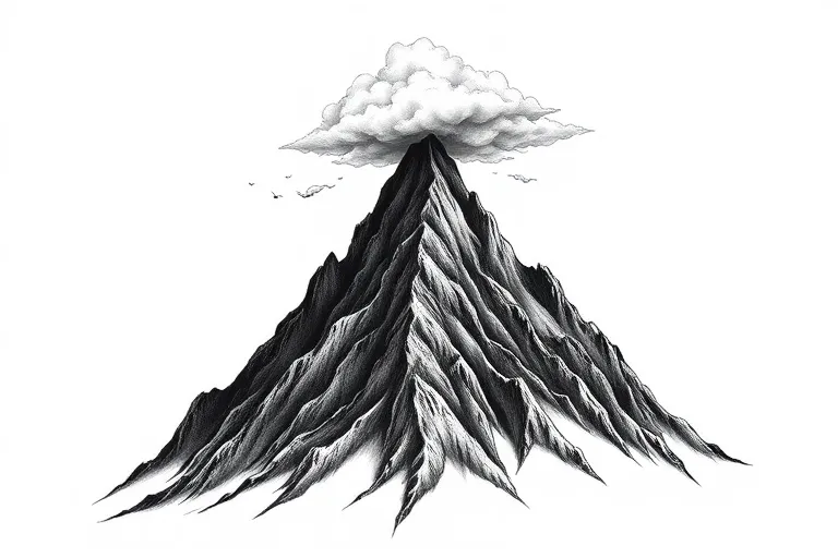 Storm in a montain, with an cloud at the top tatuointi