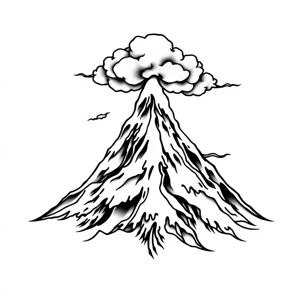 Storm in a montain, with an cloud at the top tattoo