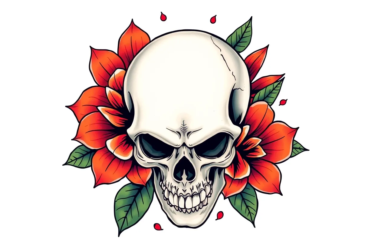 suicide -skull -flower  tatuaje