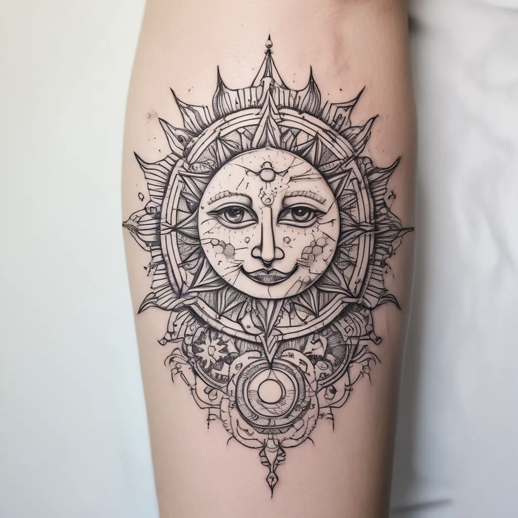 Sun and moon tatuaż