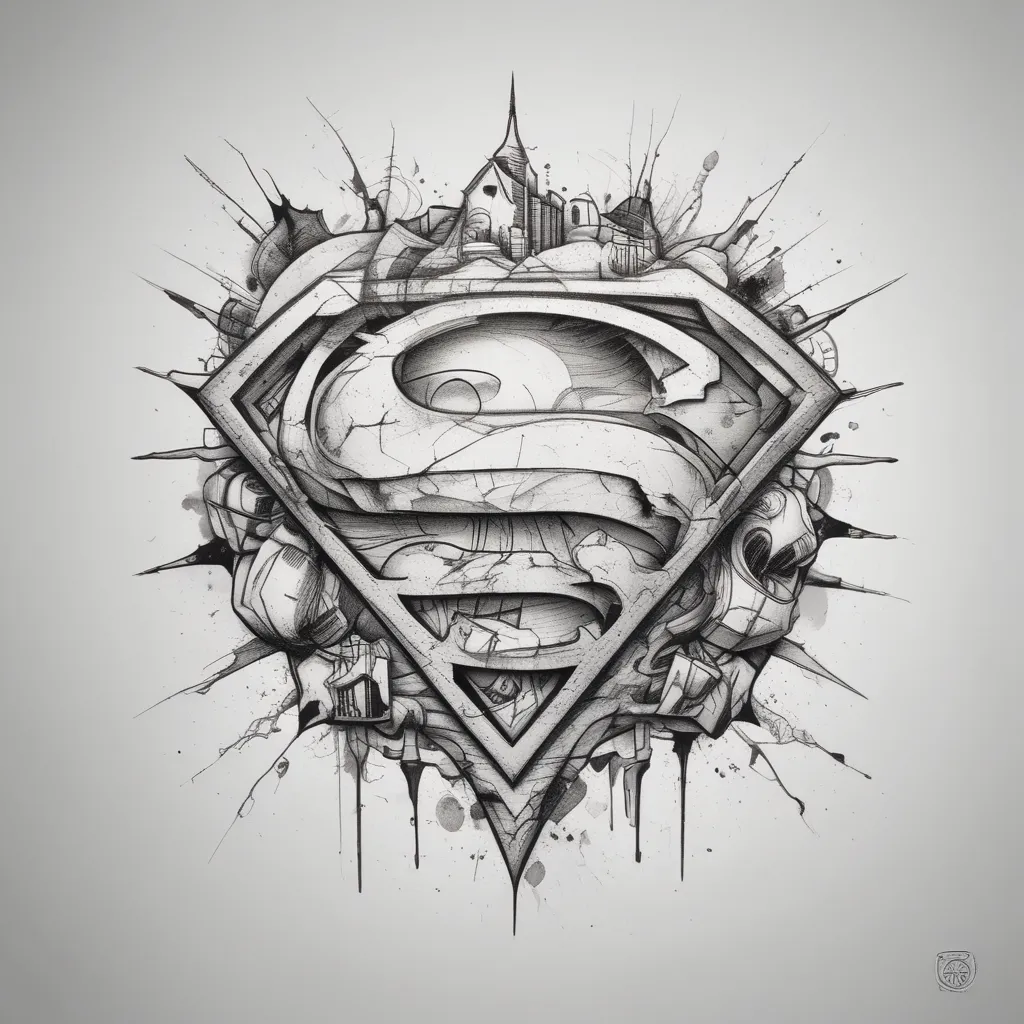 Superman logo being ripped apart tatuointi