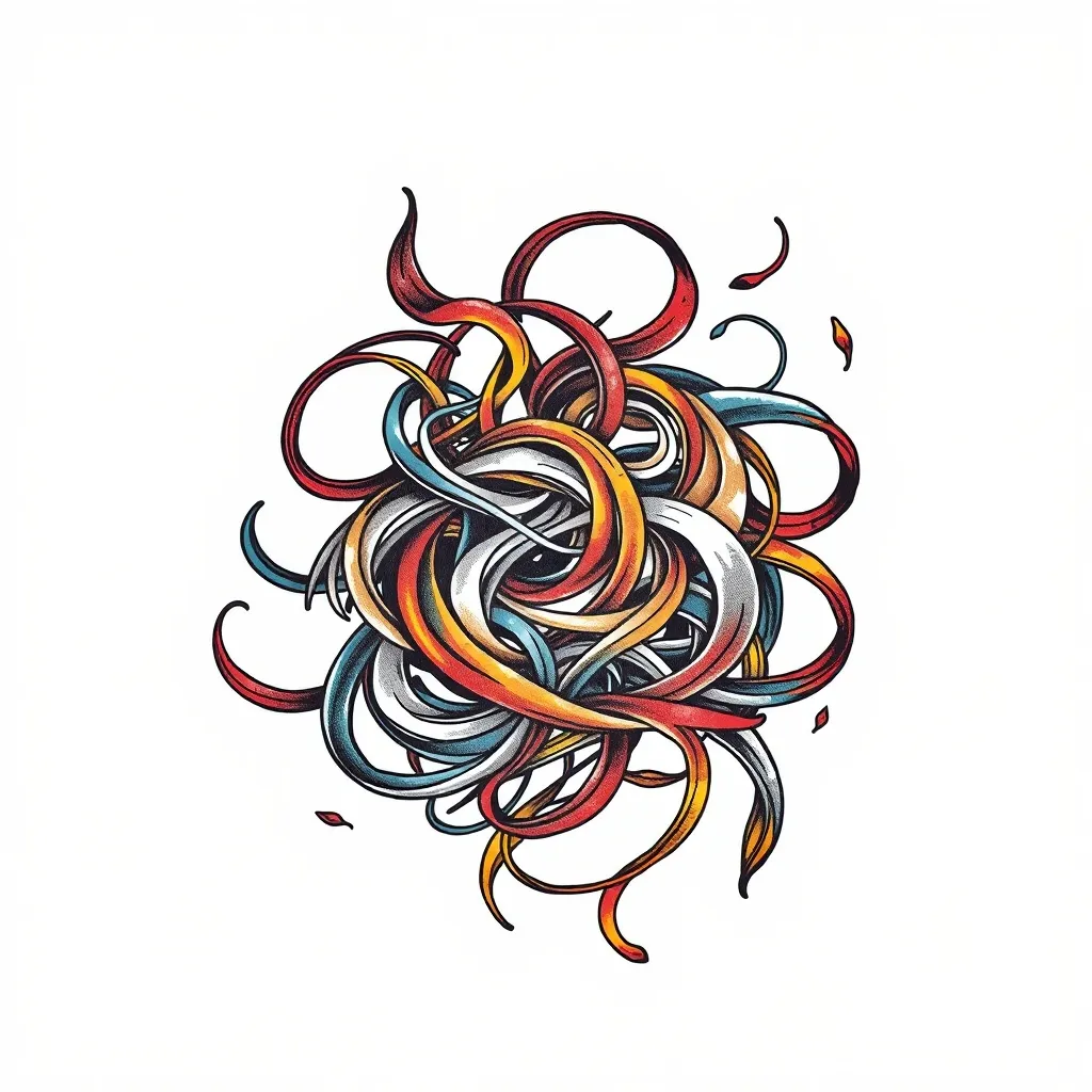 Tangled line coloured tattoo tatuagem