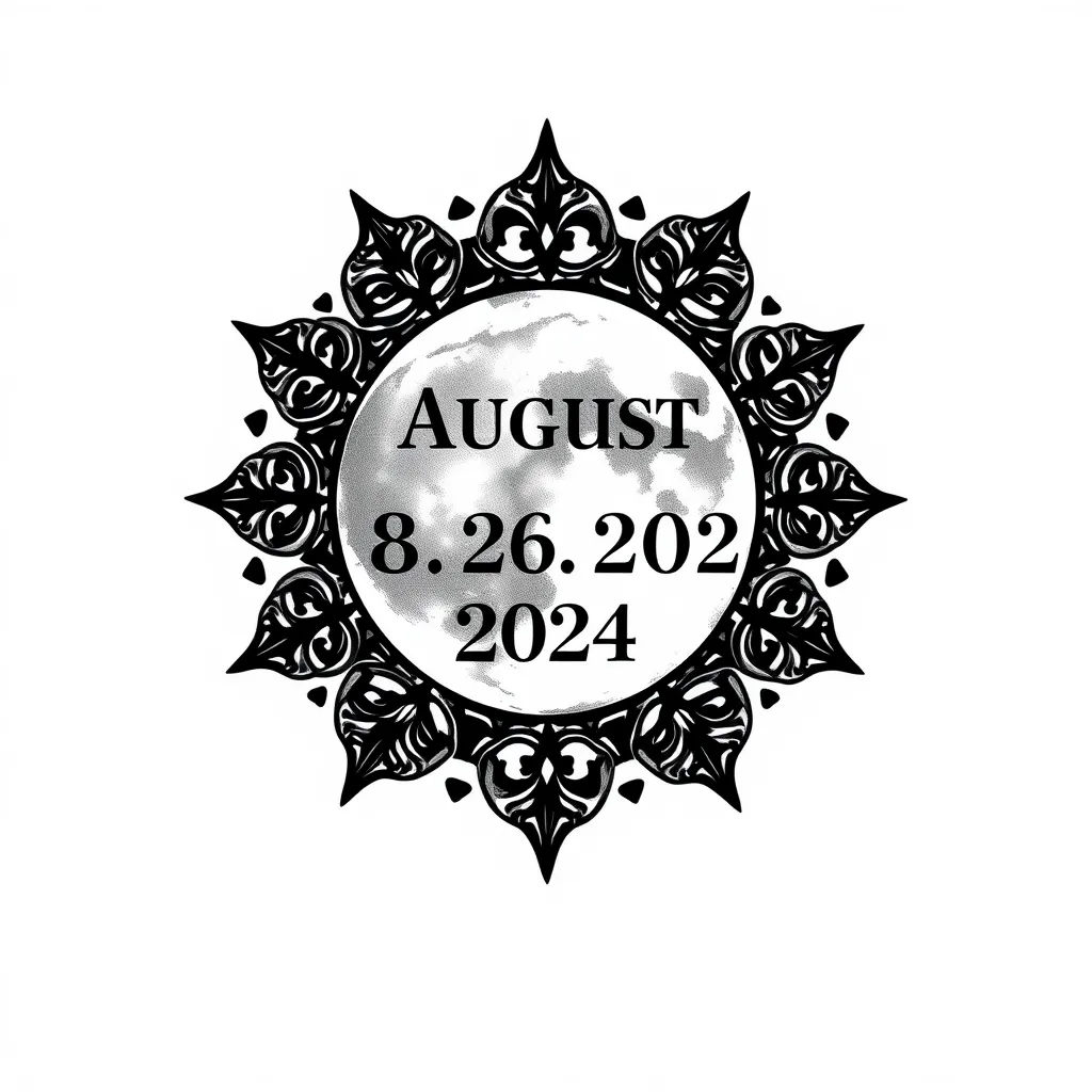 Tattoo date 28/8/024 with moon τατουάζ