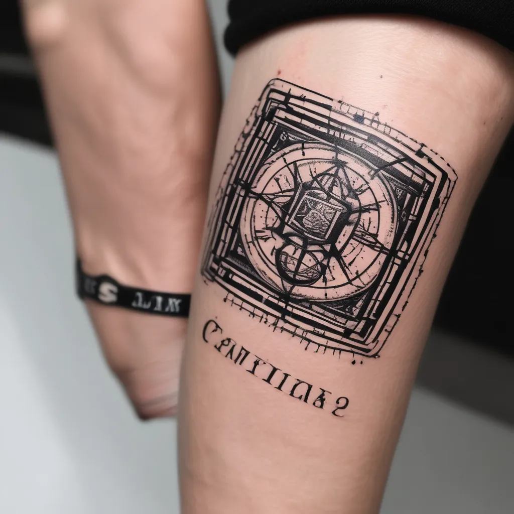 Tatuaje de la palabra time en la muñeca, la silaba ti dentro de un cuadrado y la silaba me dentro de otro. 
 татуировка