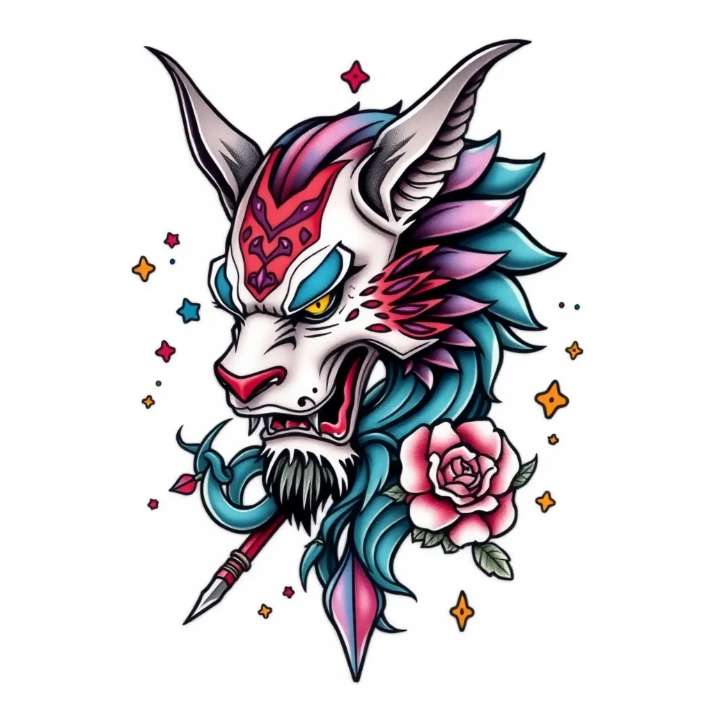 tattoo with cool anime addons to it 入れ墨