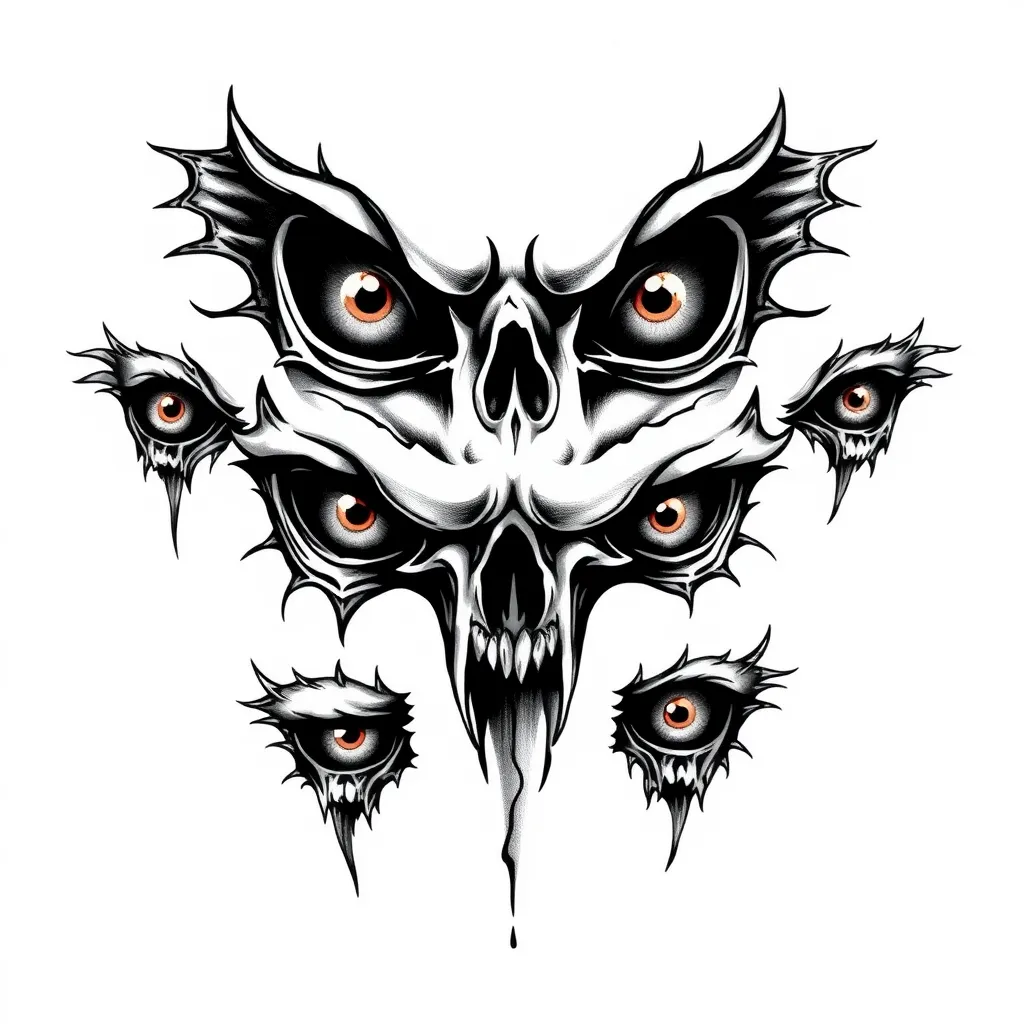 tattoo with many creepy eyes татуировка