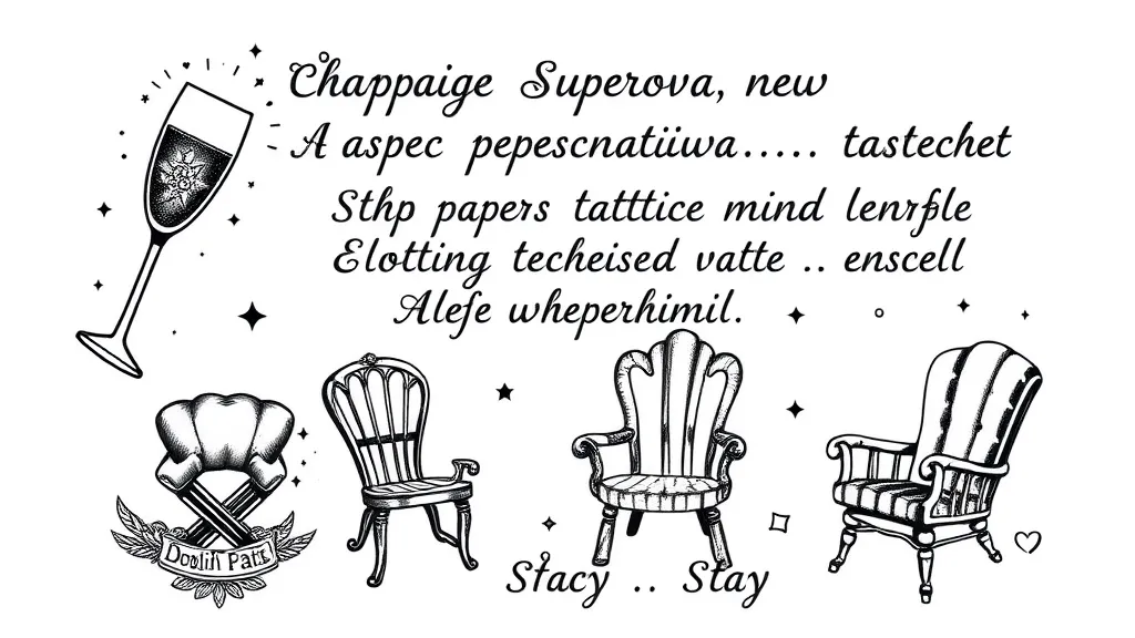 tatuagem com referencias das letras das músicas do oasis: champagne supernova, supersonic, stop crying your heart out, she's eletric, all around the world, rockin chair e stay young τατουάζ