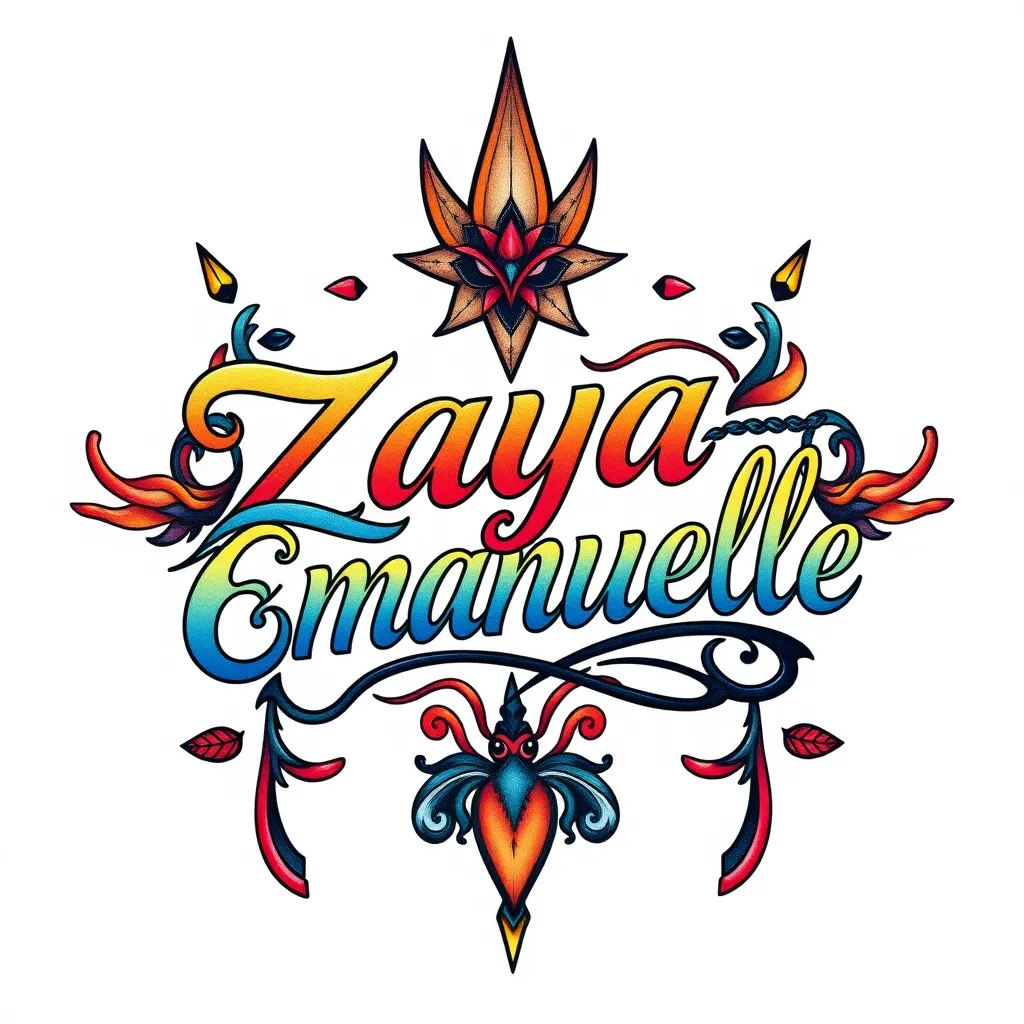 tatuagem com nome de zaya emanuelle tatuaż