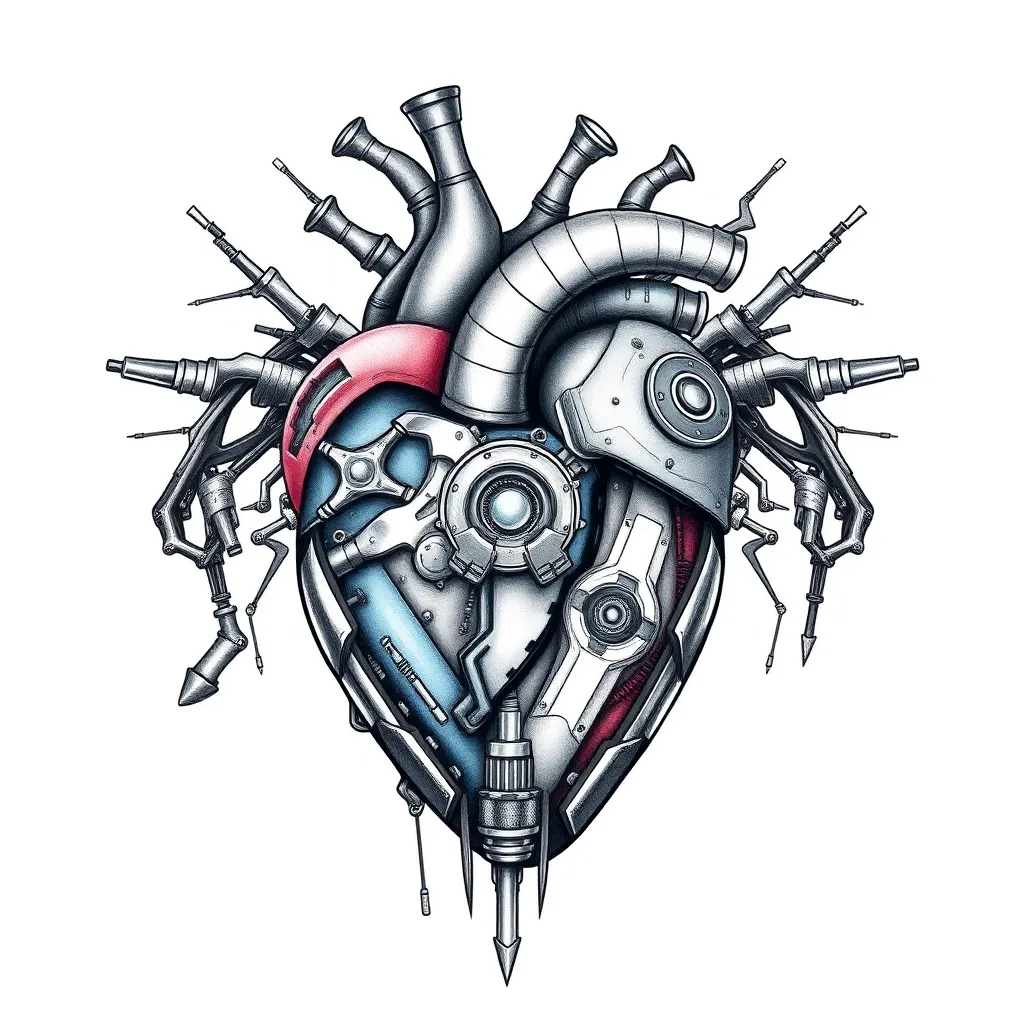 technology heart  tatuaggio