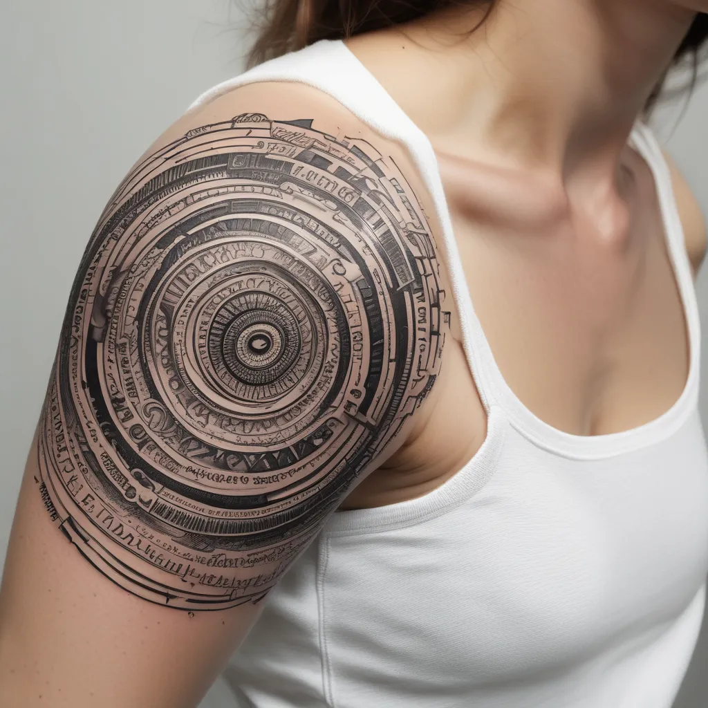 Text in Spiralen Form um den Arm tatuaggio