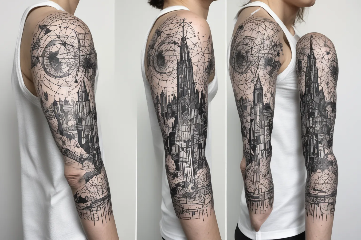 The Dark Tower world full arm tatoeage