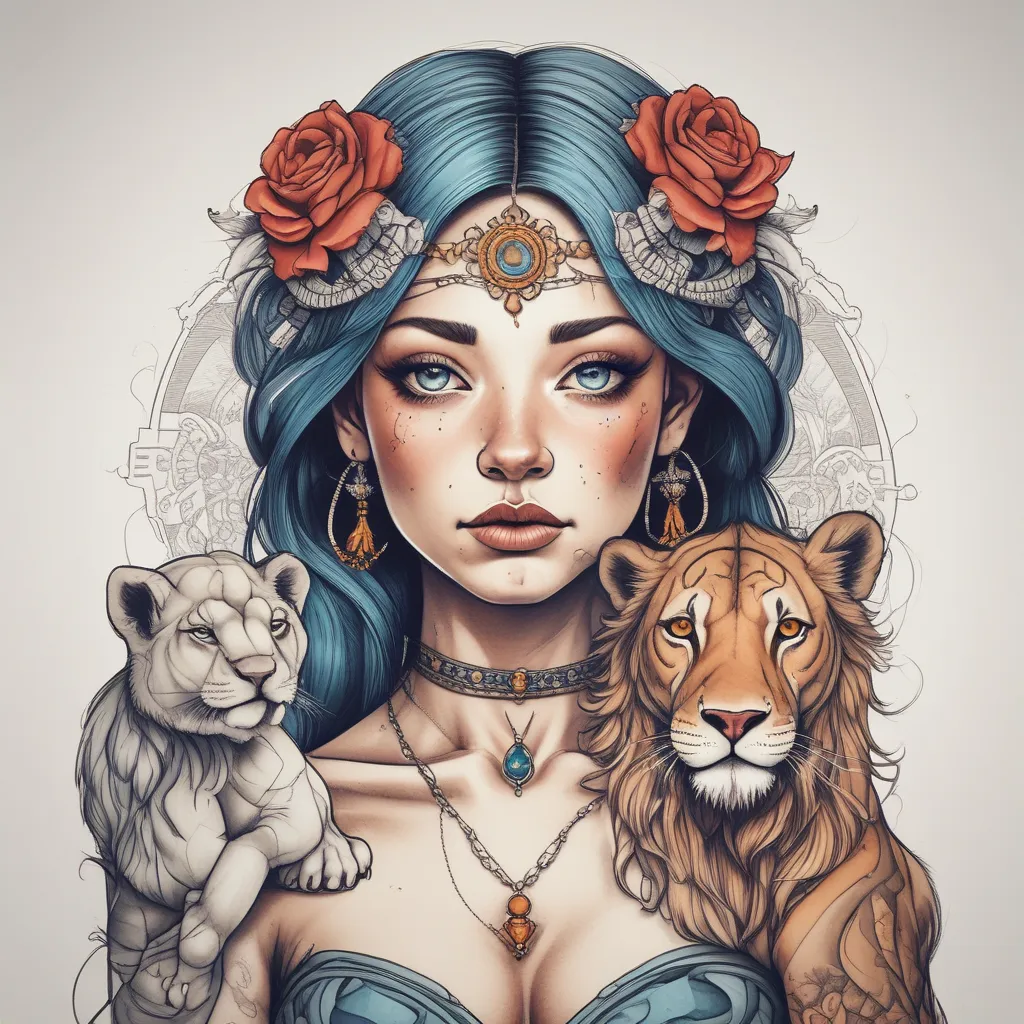 the girl with the lion dövme