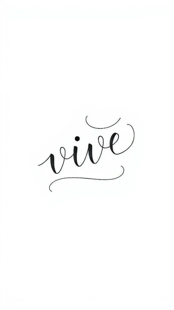 字母“vive”+流动的曲线，精细、自然、随肌肤流动 tatoeage