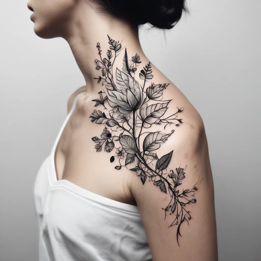 The Minimalist plant neck tatuaggio