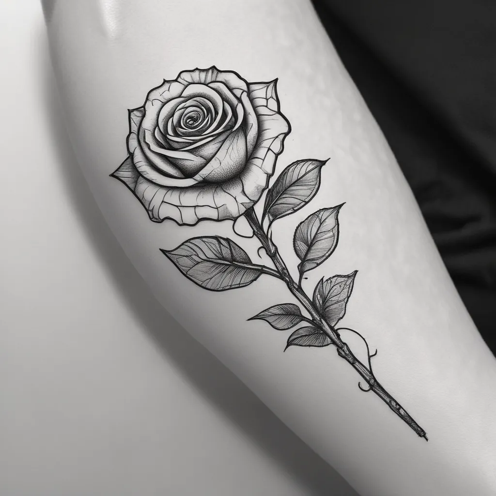 The name Cindy Rose with a long stemmed rose   tatuaggio