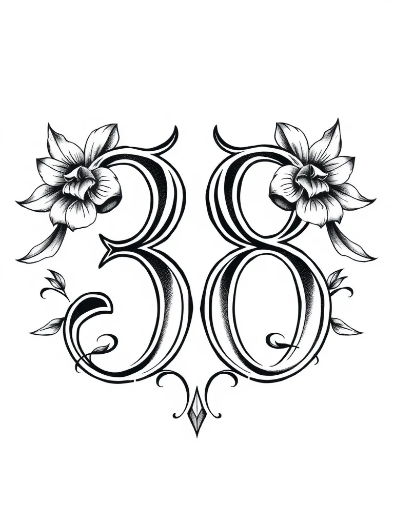 The number 38  tattoo