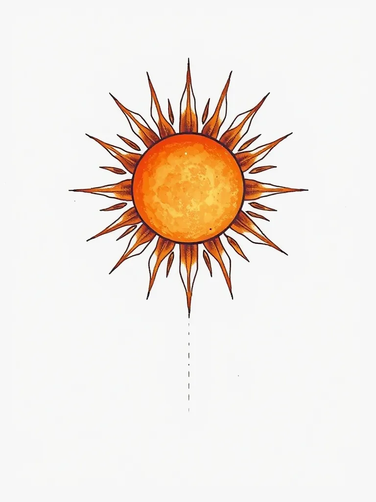 The sun and the orange combine 문신