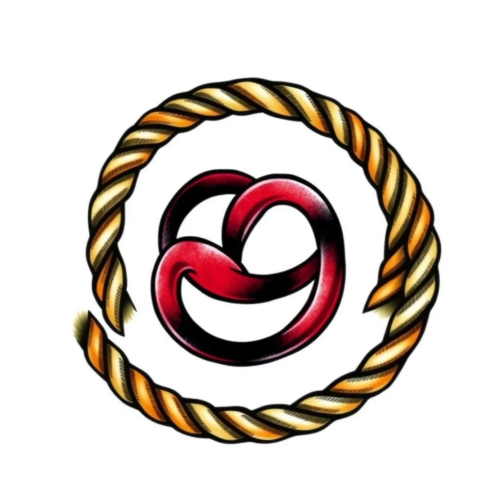 The three-strand rope is a round mark with a circle of hemp rope on the outer edge, which also implies that the three sides are twisted into a rope. tattoo