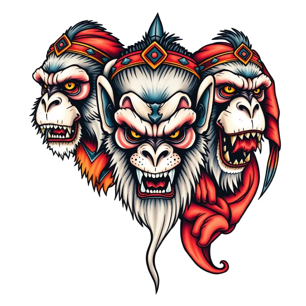 les trois singe de la sagesse tres menacant tattoo