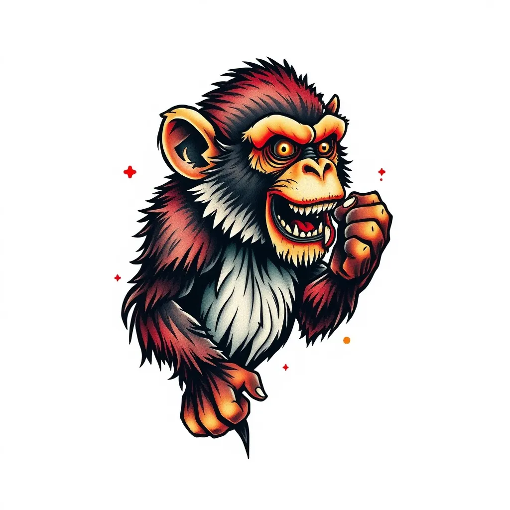 les singe de la sagesse en un seul singe menacant tattoo