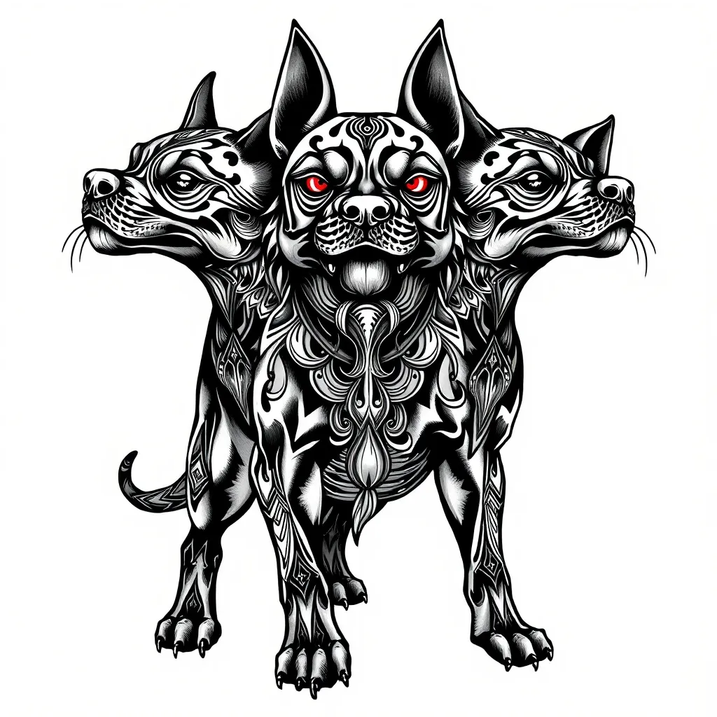Three head dog  tatuaggio